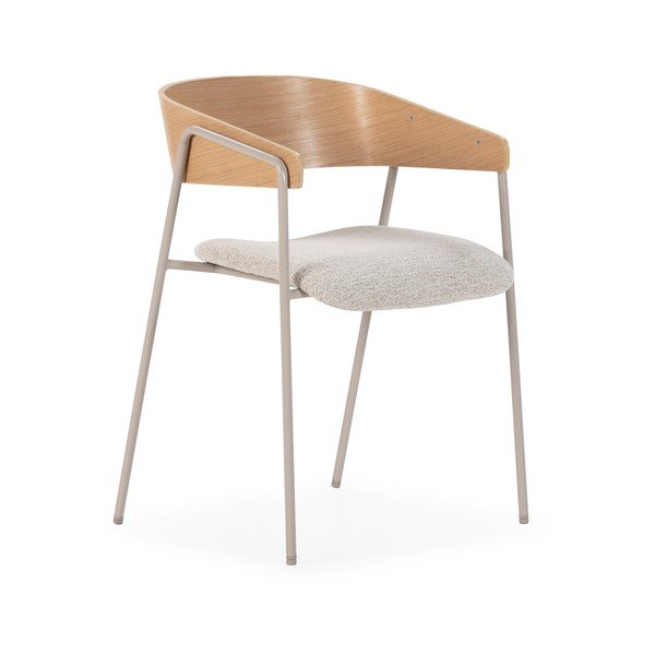 Svetlosivé/v prírodnej farbe čalúnené jedálenské kreslá v súprave s podrúčkami 2 ks Cora – MOME