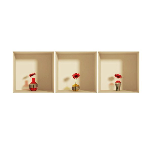 Sada 3 samolepiek s 3D efektom Ambiance Gerberas-image-2