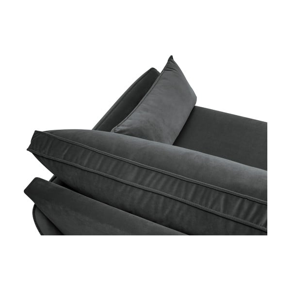 Tmavosivá zamatová pohovka s čiernymi nohami Kooko Home Lento, 198 cm-image-4