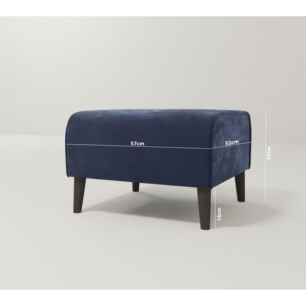 Tmavomodrá zamatová podnožka Carole – Ropez-image-3