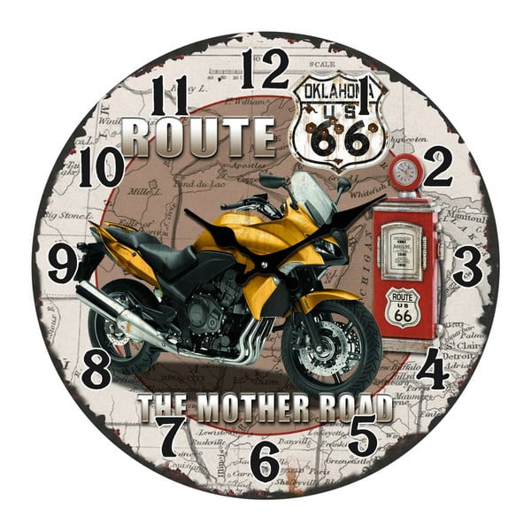 Sklenené hodiny The Mother Road, 38 cm