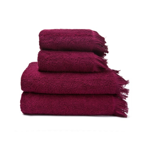Sada 2 červených uterákov a 2 osušiek zo 100% bavlny Bonami Selection, 50 × 90 + 70 × 140 cm
