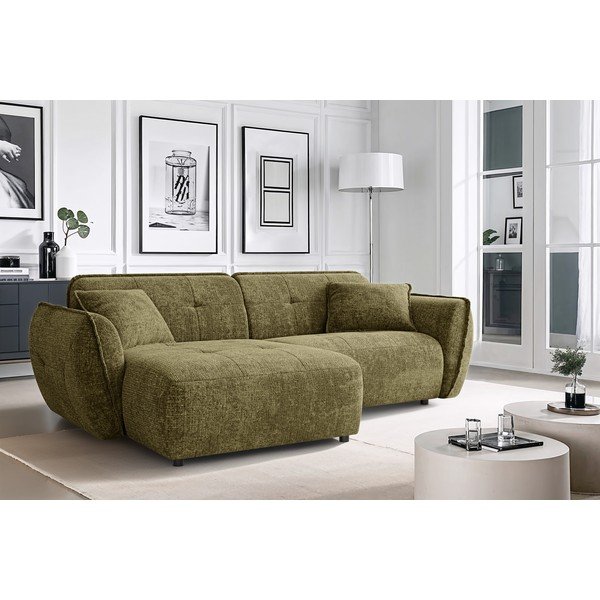 Zelená ženilková rohová pohovka (ľavý roh/s leňoškou) Nelia – Ropez-image-1