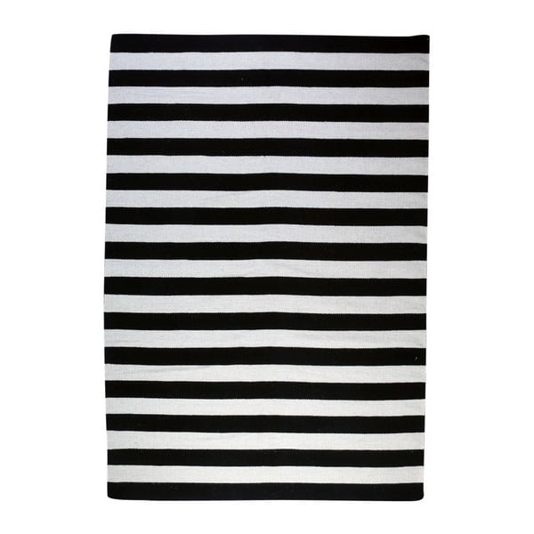 Vlnený koberec Geometry Stripes Black & White, 200x300 cm