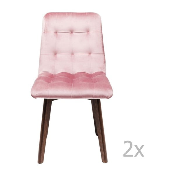 Sada 2 ružových kožených jedálenských stoličiek Kare Design Moritz