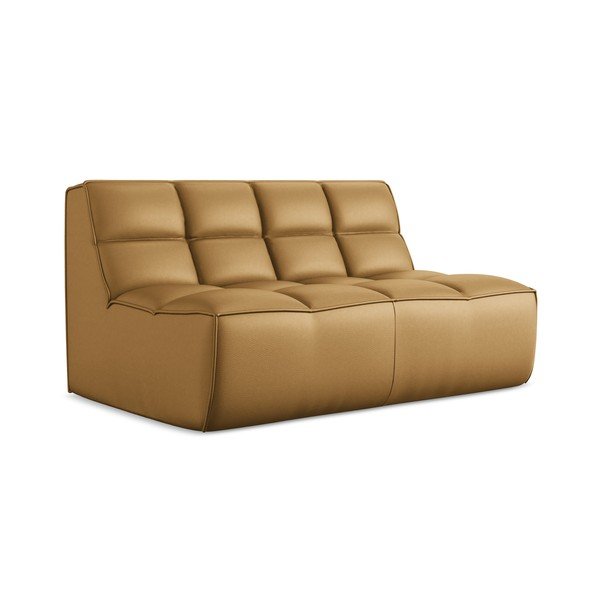 Koňakovohnedý modul pohovky z imitácie kože Kalai – Makamii-image-1