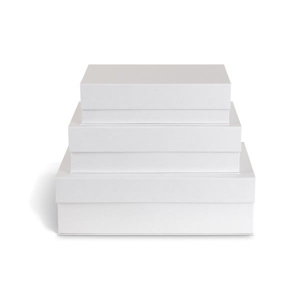 Biele kartónové úložné boxy v súprave 3 ks s vekom 42,5x29,5x13 cm Kian Paper Laminate – Bigso