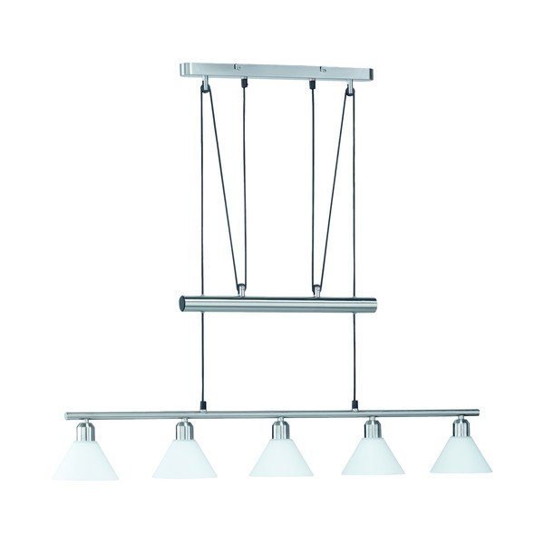 Závesné svietidlo v striebornej farbe so skleneným tienidlom Stamina – Trio