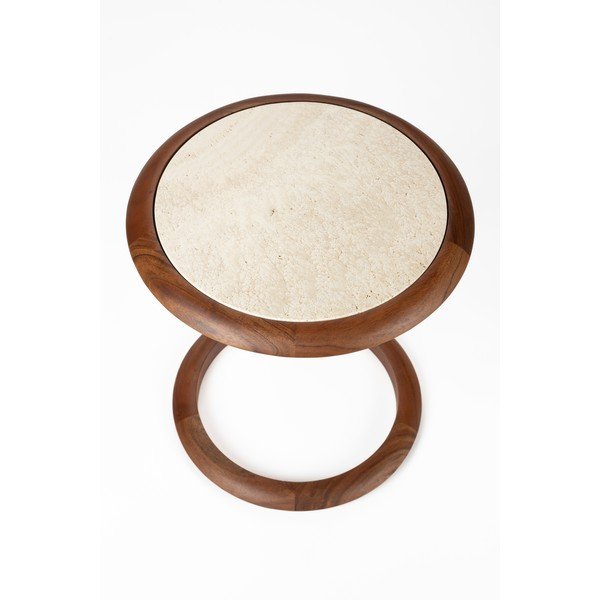 Okrúhly odkladací stolík s doskou z kameňa 41x45 cm Doppio – Zuiver-image-3