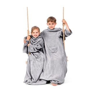 Sivá detská televízna deka s rukávmi DecoKing Lazykids