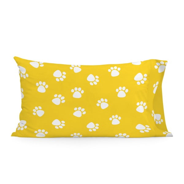 Žltá bavlnená obliečka na vankúš Mr. Fox Dogs, 50 × 75 cm