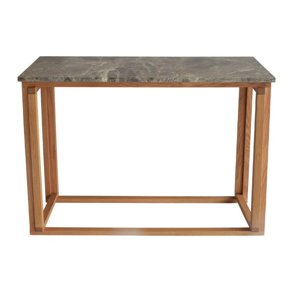 Hnedý mramorový konzolový stolík s podnožou z dubového dreva RGE Accent, šírka 100 cm