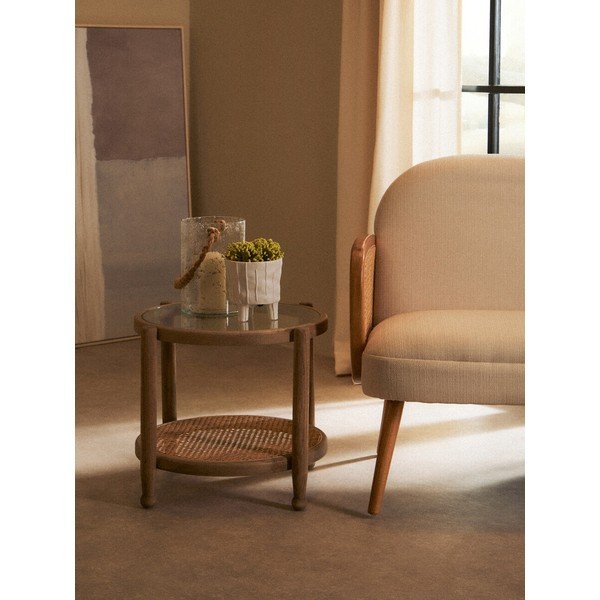 Okrúhly odkladací stolík so sklenenou doskou ø 57 cm Cebu – Premier Housewares-image-1