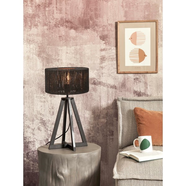 Čierna stolová lampa s tienidlom z juty (výška 51 cm) Iguazu – Good&amp;Mojo-image-3