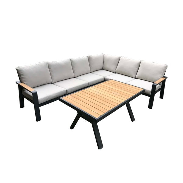 Sivá hliníková záhradná lounge súprava pre 5 Rotterdam – Rojaplast-image-2