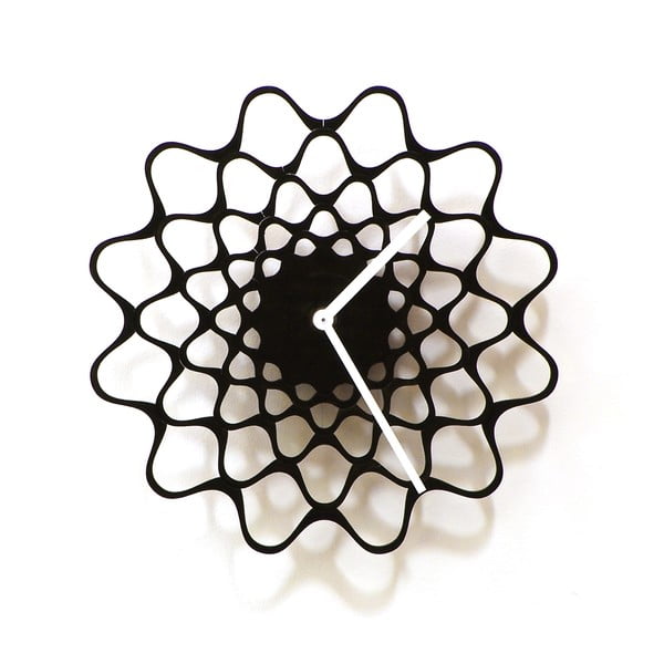 Drevené hodiny Embroidery čierne, 29 cm