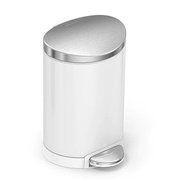 Biely nášľapný oceľový odpadkový kôš 6 l – simplehuman-image-3