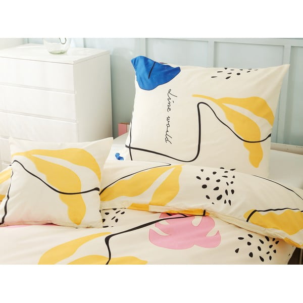 Žlté trojdielne obliečky na jednolôžko z mikrosaténu 140x200 cm Sophia – My House-image-1