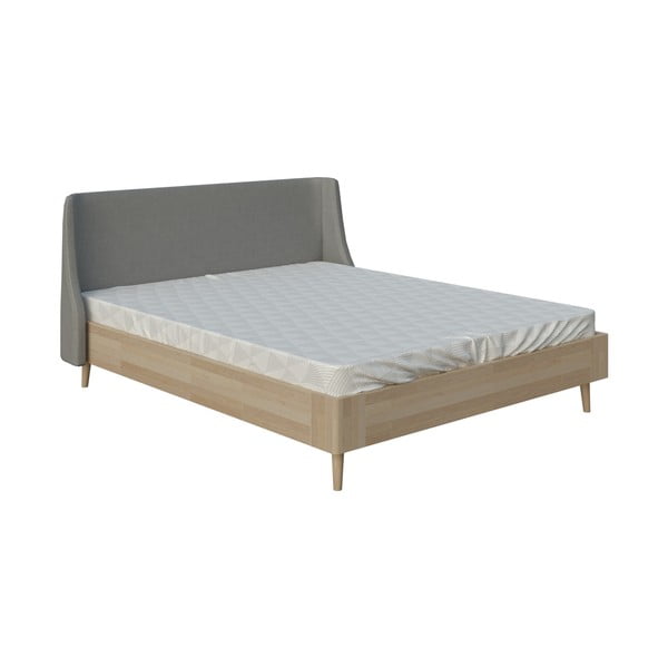 Sivá dvojlôžková posteľ PreSpánok Lagom Side Wood, 140 x 200 cm