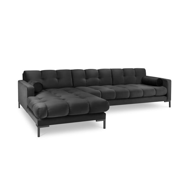 Tmavosivá zamatová rohová pohovka Cosmopolitan Design Bali, ľavý roh-image-2