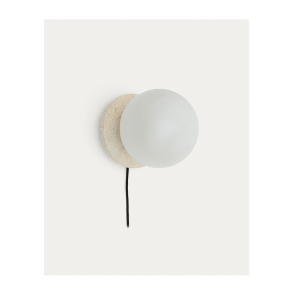 Biele/krémové mramorové nástenné svietidlo ø 20 cm Malachi – Kave Home-image-4