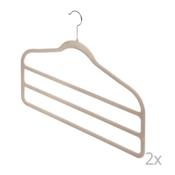 Sada 2 béžových vešiakov na nohavice Domopak Velvet-image-1