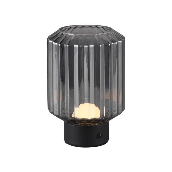Čierno-sivá stmievateľná LED stolová lampa so skleneným tienidlom (výška 19,5 cm) Lord – Reality-image-2