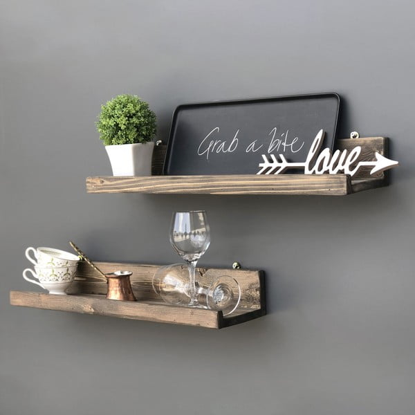 Súprava 2 drevených nástenných políc Simple-image-4