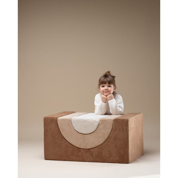 Hnedé menčestrové penové ihrisko 75x49x37 cm Rainbow Montessori – Wigiwama-image-3