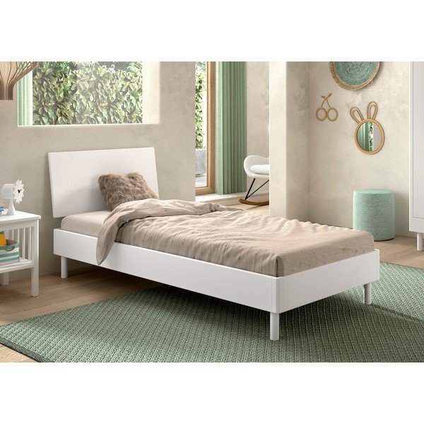 Biela jednolôžková posteľ z bukového dreva s roštom 90x200 cm Forrest – Vipack-image-1