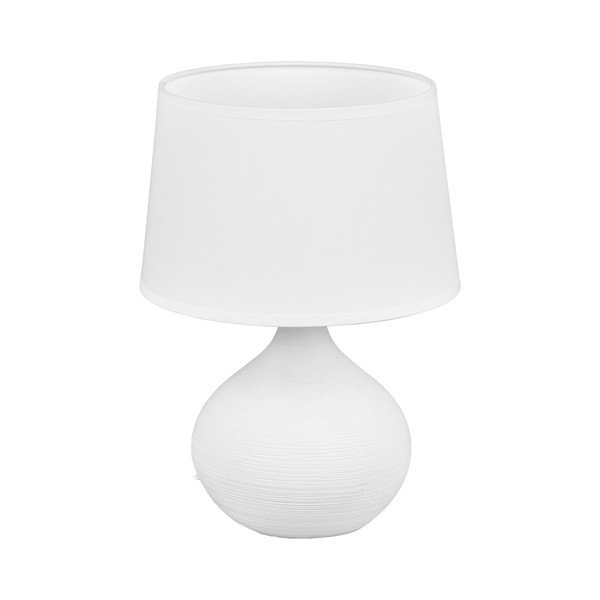Biela stolová lampa z keramiky a tkaniny Reality Martin, výška 29 cm