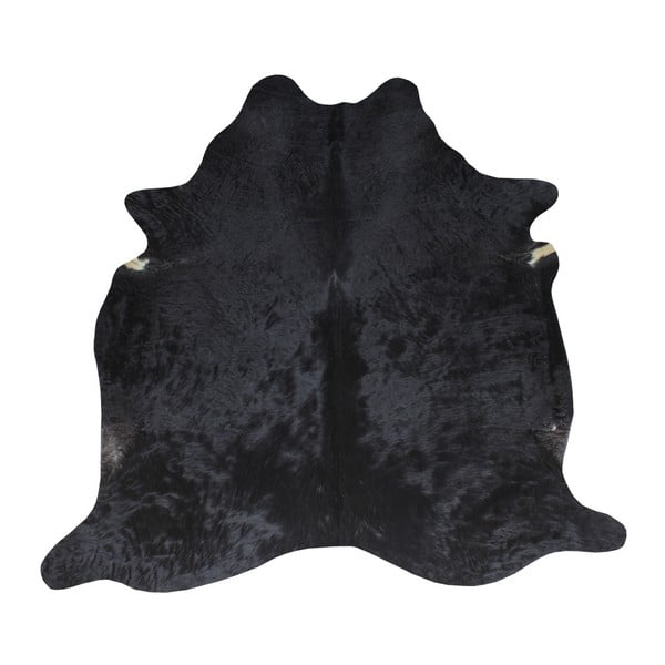Čierny koberec z hovädzej kože, 220 x 240 cm
