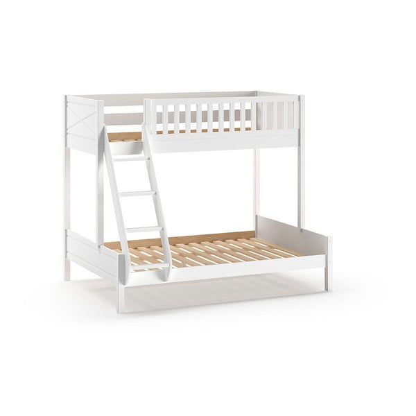 Biela poschodová detská posteľ z borovicového dreva s úložným priestorom 140x200/90x200 cm SCOTT – Vipack-image-2