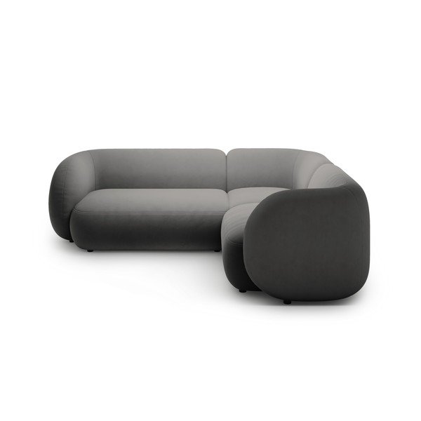 Tmavosivá zamatová rohová pohovka (pravý roh/do L) Kate – Micadoni -image-1