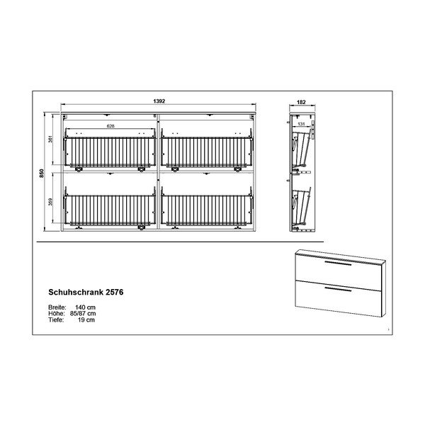 Sivobéžová závesná výklopná skrinka na topánky Utah - Germania-image-4