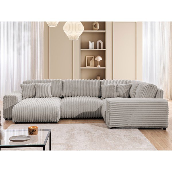 Svetlosivá menčestrová rohová pohovka (pravý roh/do tvaru "U") Justin – Ropez-image-1