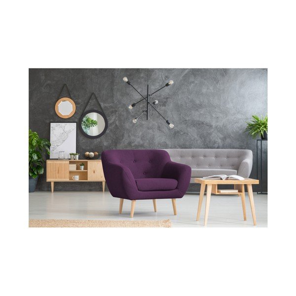 Fialové kreslo so svetlými nohami Mazzini Sofas Sicile-image-4