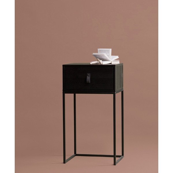 Čierny nočný stolík so zásuvkou WOOOD Zola-image-2