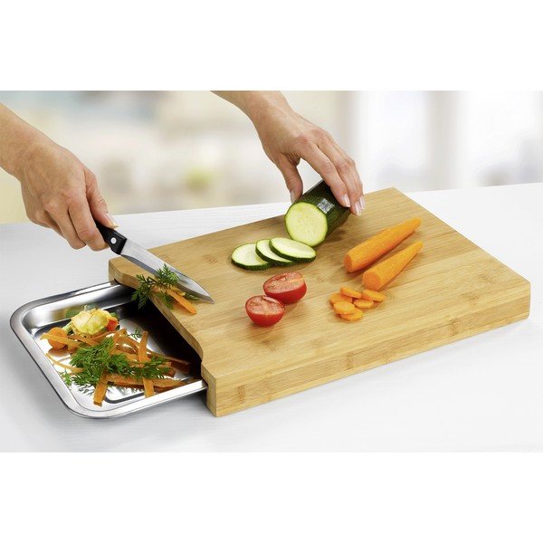 Bambusová doštička s nerezovou táckou 24.5x35 cm - Maximex-image-1