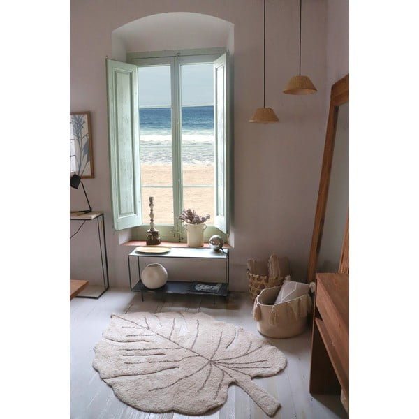 Béžový prateľný ručne tkaný bavlnený detský koberec 120x180 cm Monstera Natural – Lorena Canals-image-3