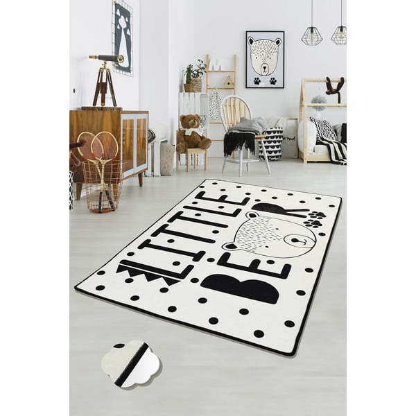 Čierno-biely detský protišmykový koberec Chilam Little Bear, 100 x 160 cm-image-2