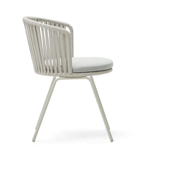 Biela kovová záhradná stolička Saconca - Kave Home-image-2