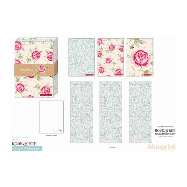 Sada troch zápisníkov Blueprint Collections Rose Bee A7-image-1