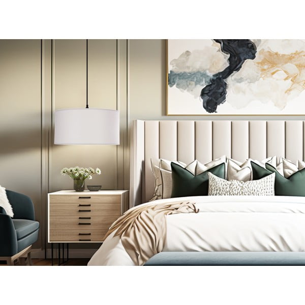 Biele závesné svietidlo s textilným tienidlom ø 40 cm Shanti – Candellux Lighting-image-1