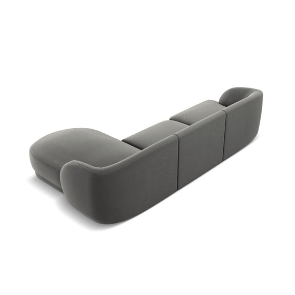 Sivá zamatová rohová pohovka (pravý roh) Miley - Micadoni Home-image-3