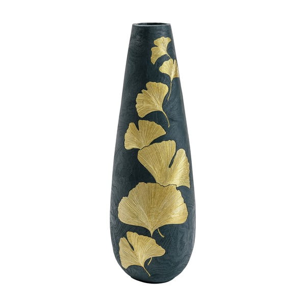 Zelená váza s motívmi zlatých listov Kare Design, výška 95 cm