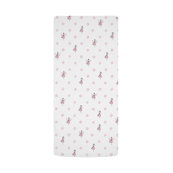Biela/ružová napínacia detská plachta na jednolôžko z bavlneného saténu 90x200 cm Pink Girl – Butter Kings