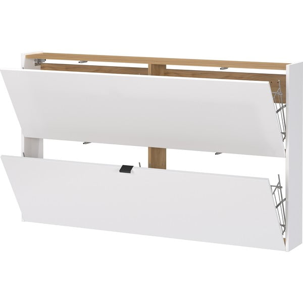 Biela výklopná/závesná skrinka na topánky v dekore duba 140x83x18 cm Ameca – Germania-image-2