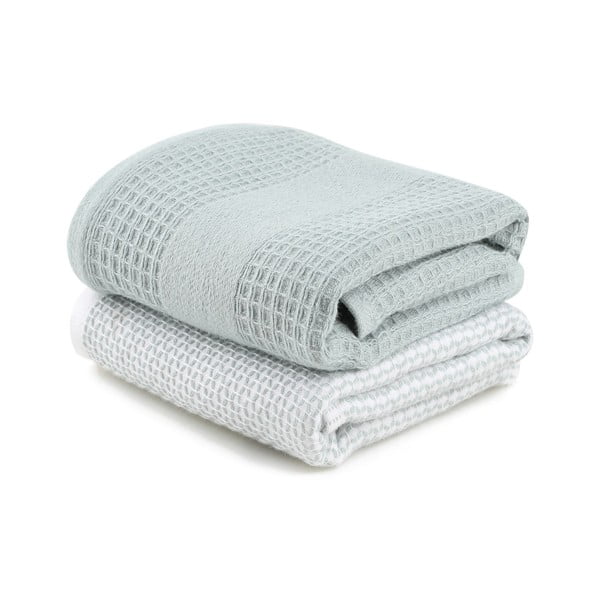 Vaflové uteráky v mentolovej a sivej farbe v súprave 2 ks 40x60 cm Betty – Foutastic