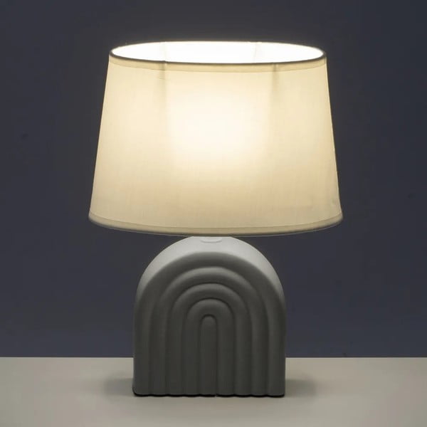 Bielo-sivá keramická stolová lampa s textilným tienidlom (výška 31 cm) – Casa Selección-image-1
